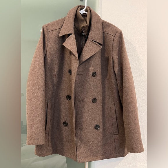 Cole Jackets & Coats Cole Mens Double Breasted Wool Blend Peacoat With Bib